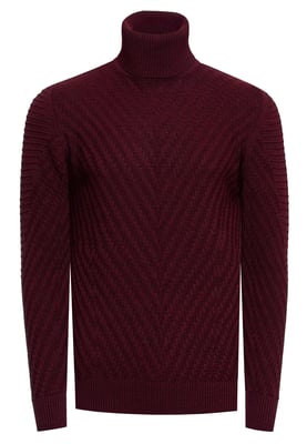 Feinstrick mit V-Muster Rollkragen-Pullover