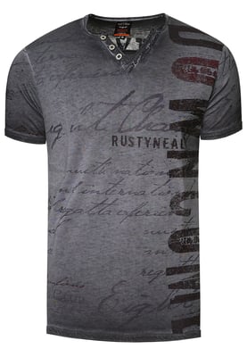 V-Neck T-Shirt mit Seitlichem Logo-Print