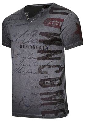 V-Neck T-Shirt mit Seitlichem Logo-Print
