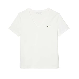 Lacoste - T-Shirt V-Ausschnitt für Damen (Weiß)