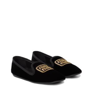 Miu Miu Logo Samt Ballerinas