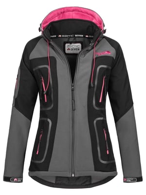 Arctic Seven Damen Softshell Jacke Dunkelgrau-Schwarz