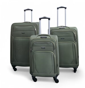 Reisekoffer-Set aus weichem, leichtem Nylon in Khaki mit 4 Rädern