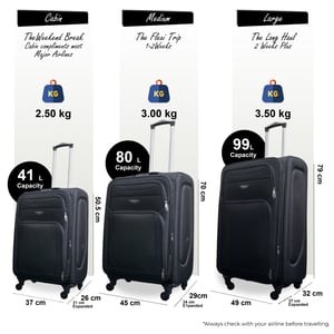 Reisekoffer-Set aus weichem, leichtem Nylon mit 4 Rädern, Urlaubskoffer