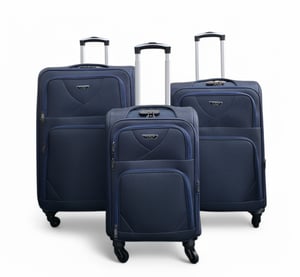 Reisekoffer-Set aus weichem, leichtem Nylon mit 4 Rädern, Marineblau