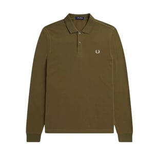 Fred Perry Uniform Poloshirt, langärmlig, schlicht, Grün
