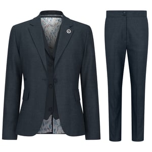 Olivgrüner dreiteiliger Tailored Fit-Anzug für Damen mit Prince-of-Wales-Karo
