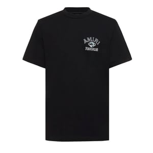 Schwarzes T-Shirt mit Amiri Global Records-Logo