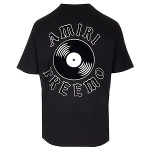 Schwarzes T-Shirt mit Amiri Premier Records-Logo
