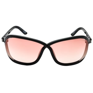 Tom Ford - Sonnenbrille in glänzendem Schwarz mit verspiegelten Samtgläsern
