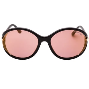Tom Ford - Sonnenbrille mit glänzendem, dunkelbraunem Rahmen und rosébraunen Gläsern