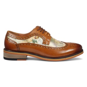 Justin Reess Herren-Brogue-Schuhe aus braunem Leder mit ikonischem Print – Scott
