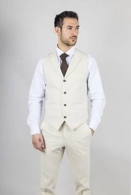 Herren Beiges 3-Teiliges Leinen Anzug für formelle Sommerhochzeiten