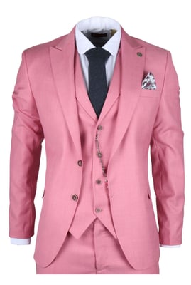 Herren 3-teiliges rosa festliches Anzug-Set für Renntage