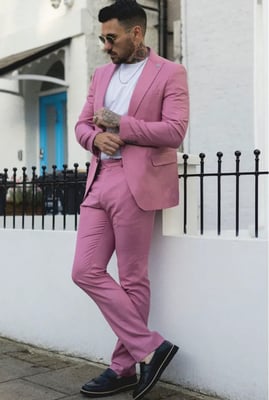 Herren 3-teiliges rosa festliches Anzug-Set für Renntage