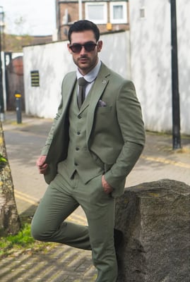Herren Sage Tailor Fit 3-teiliges Leinen Sommer Hochzeitsanzug
