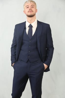 Herren Marineblau 3-teiliger formeller klassischer Anzug für für die Arbeit
