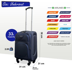 Weichschalen-Reisekoffer aus leichtem Nylon mit 4 Rädern, unter dem Sitz verstaubar