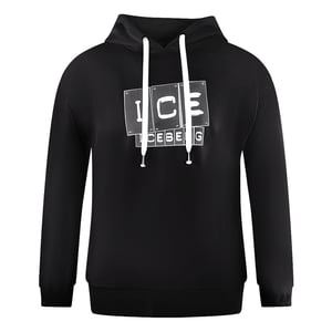 Ice Iceberg - Schwarzer Kapuzenpullover mit auffälligem Blocklogo