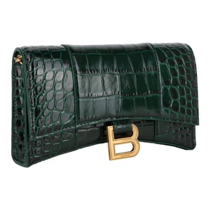 Balenciaga – Hourglass – Geprägte Kroko-Geldbörse mit Kette