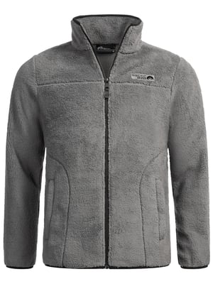 Arctic Seven Herren Sherpa Fleecejacke – Warme Outdoorjacke mit Zipper – Dunkelgrau