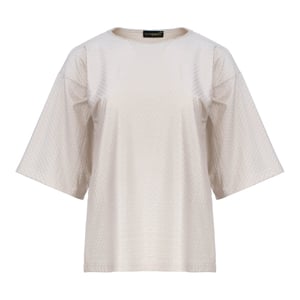 Übergroßes T-Shirt aus Jacquard-Baumwollmischung mit ellbogenlangen Ärmeln
