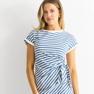 Blaues Stretch-Streifen-Minikleid