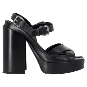 Jil Sander – Plateausandalen mit Knöchelriemen aus schwarzem Leder
