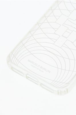 Transparente TECHNOFOLK XS iPhone-Hülle mit Prägung und Aufdruck in Weiß
