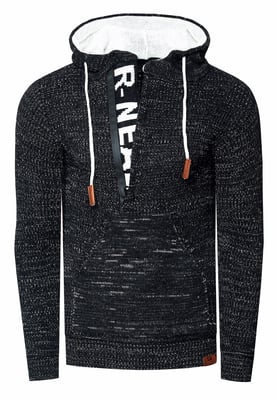 1/2 Zip Grobstrick Slim Fit Kapuzen-Pullover
