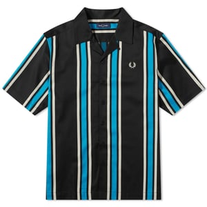 Fred Perry - Schwarzes, gestreiftes Hemd mit Reverskragen