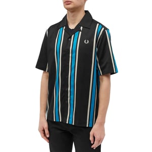 Fred Perry - Schwarzes, gestreiftes Hemd mit Reverskragen