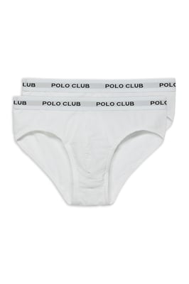 Slips im Zweierpack weiß mit Polo Club Logo-Detail