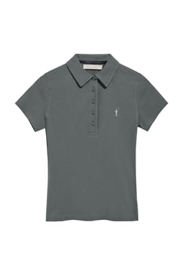 Poloshirt Pereira steingrau mit fünf Knöpfen und Rigby Go-Stickerei
