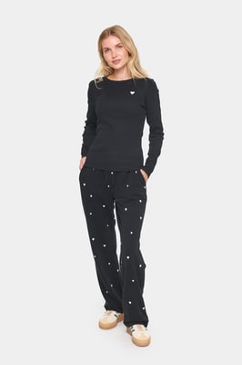 Langarm-Bluse Fitted black