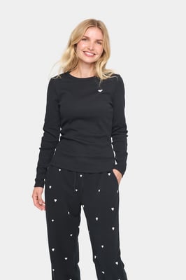 Langarm-Bluse Fitted black