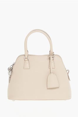 MM11 5AC-Tasche aus strukturiertem Leder mit Canvas-Detail in Beige