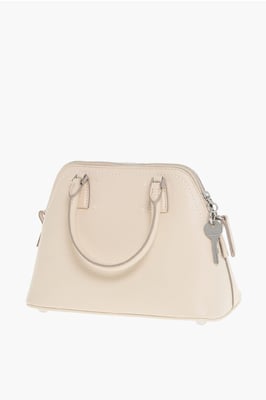 MM11 5AC-Tasche aus strukturiertem Leder mit Canvas-Detail in Beige