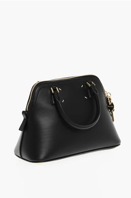 MM11 Leder 5AC Handtasche mit abnehmbarem Schultergurt in Schwarz