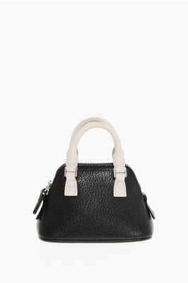 MM11 Zweifarbige 5AC Minitasche aus Leder in Schwarz und Weiß