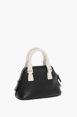 MM11 Zweifarbige 5AC Minitasche aus Leder in Schwarz und Weiß
