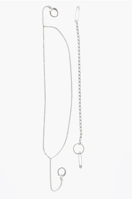 MM6 Pins mit Sicherheitsnadeln und Kettendesign in Silber