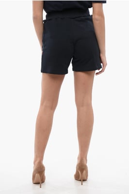 Shorts aus gebürsteter Baumwolle mit gesticktem Logo in Blau