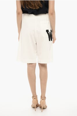 Baumwoll-Shorts mit Patch in Weiß