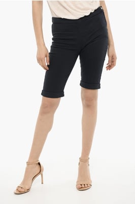 Shorts mit Bündchensaum und goldenem Verschluss in Blau