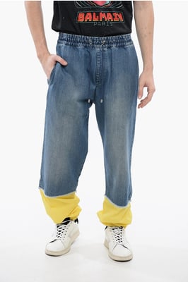 BALMAIN X POKEMON Denim-Gaucho-Shorts mit elastischem Bund in Hellblau