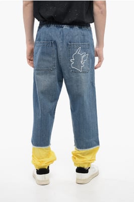 BALMAIN X POKEMON Denim-Gaucho-Shorts mit elastischem Bund in Hellblau