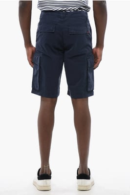 Baumwoll-Cargo-Shorts mit Gürtelschlaufen in Blau