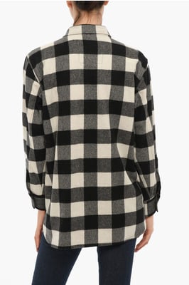 ARCHIVE Buffalo Checked POPOVER Overshirt mit Doppelbrust in Schwarz & Weiß