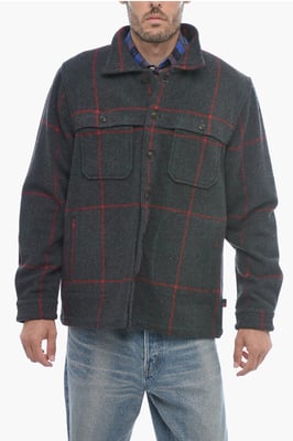 Kariertes Woll-Mix-Overshirt MALONE in Grau